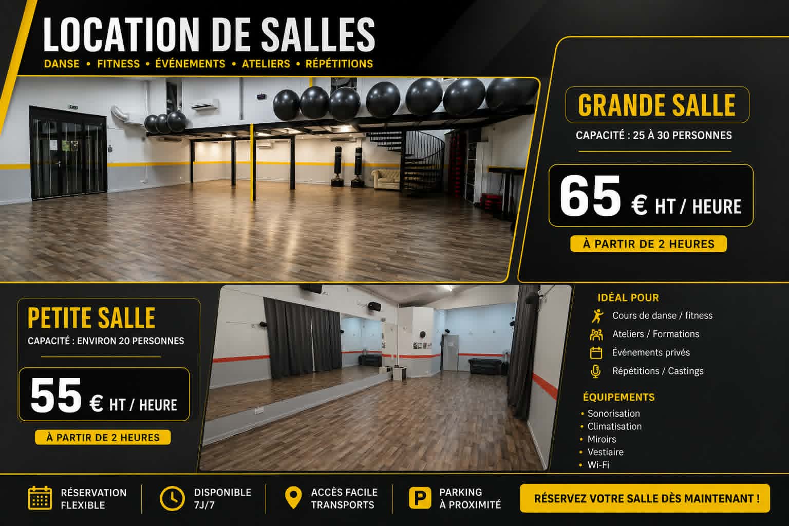 Location de salles à Ivry-sur-Seine — grande salle et petite salle équipées
