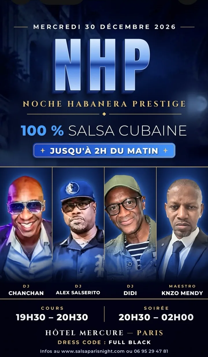 Affiche officielle NHP Noche Habanera Prestige, mercredi 30 décembre 2026, Hôtel Mercure Paris